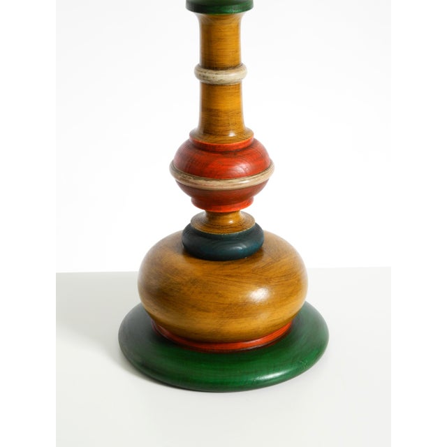1980s , Large 1980s Table Lamp Made of Colorful Stained Pine Wood For Sale - Image 5 of 18