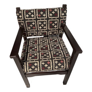 GreenRow Eira Kilim Wool Upholstered Accent Armchair For Sale