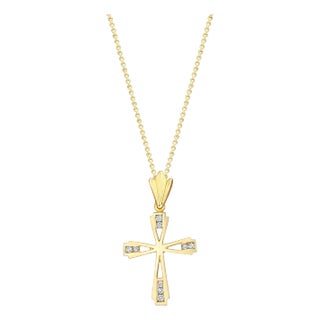 Polished One Quarter Carat Diamond Cross Necklace For Sale