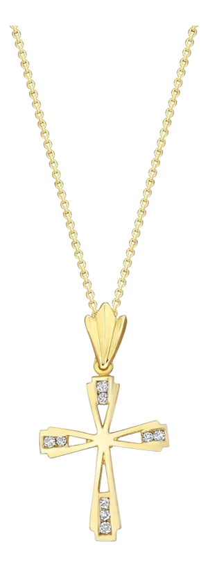 Polished One Quarter Carat Diamond Cross Necklace