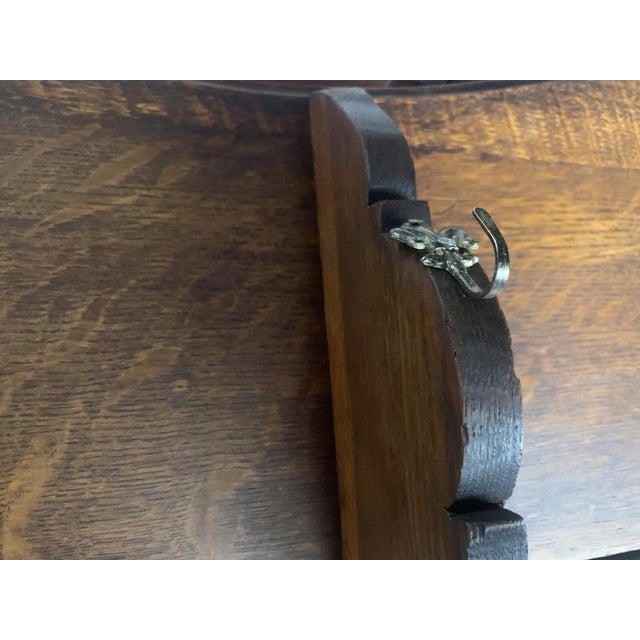 Wood Oak Shelf with 2 Hangers, 1940s For Sale - Image 7 of 18