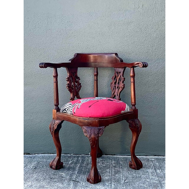 Wood Vintage Claw and Ball Corner Chair For Sale - Image 7 of 12