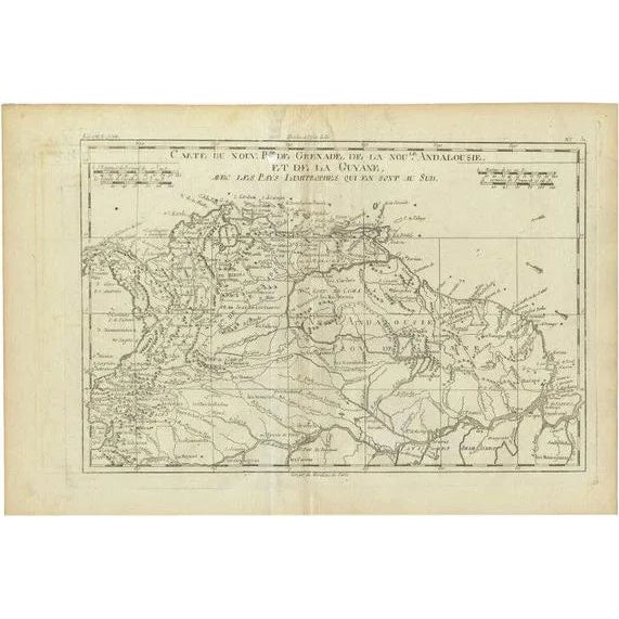Map of Guiana and Andalusia in South America by Bonne, 1780 For Sale