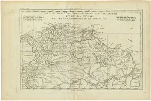 Map of Guiana and Andalusia in South America by Bonne, 1780