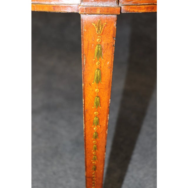 Brown 19th Century English Adams Style Paint Decorated Leather Top Demilune Table For Sale - Image 8 of 12