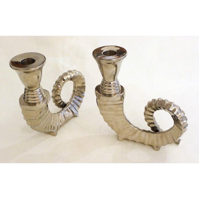 Silver-Plated Rams Horn Candlesticks from Chapman House, 1970s, Set of 2 For Sale - Image 7 of 15