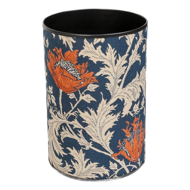 Anemone Blue Rust Tapestry Waste Bin For Sale