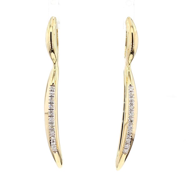14k Gold Open Twisted Drop Earrings With Diamond Pave - Made in Italy, Pair For Sale In Miami - Image 6 of 11
