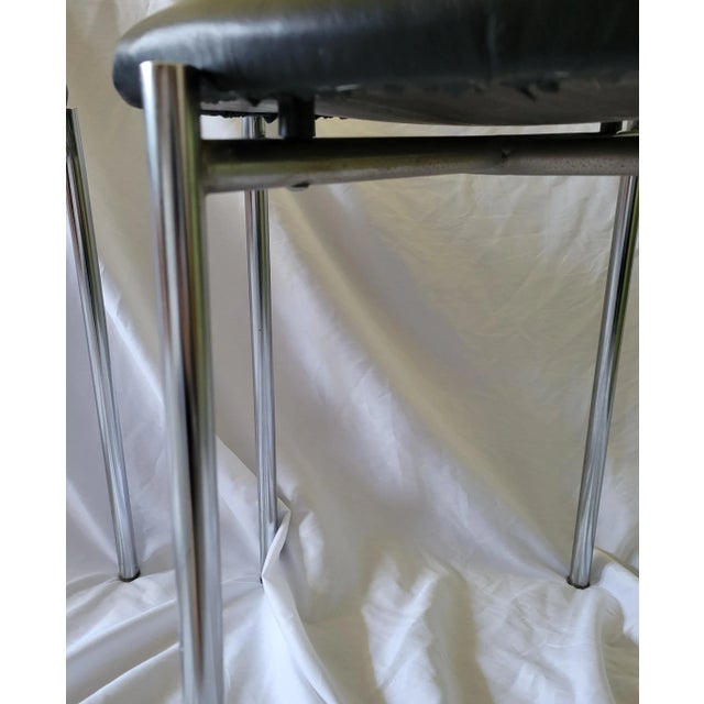 Mid 20th Century Vintage Bauhaus Vinyl/Chrome Stacking Cushioned Stools - a Pair For Sale - Image 6 of 12
