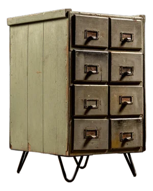 Primitive Pine Card Catalog on Hairpin Legs