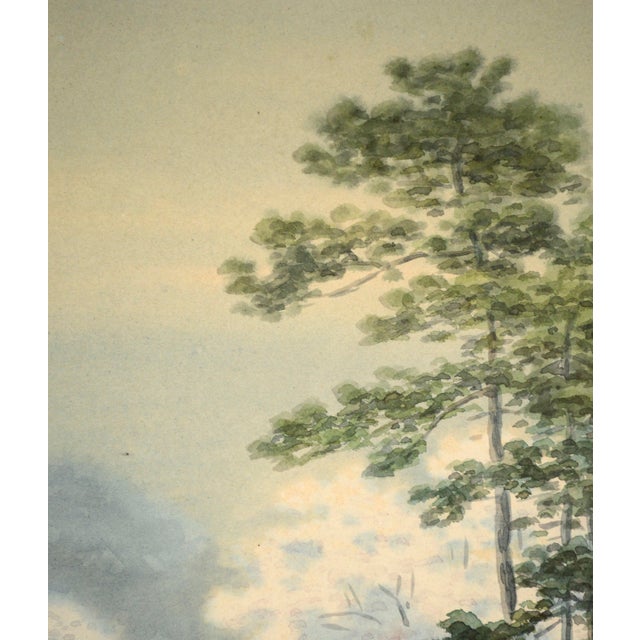 Early 20th Century Japanese Landscape Watercolor With Torii Gate by Shumin Ota For Sale - Image 4 of 6