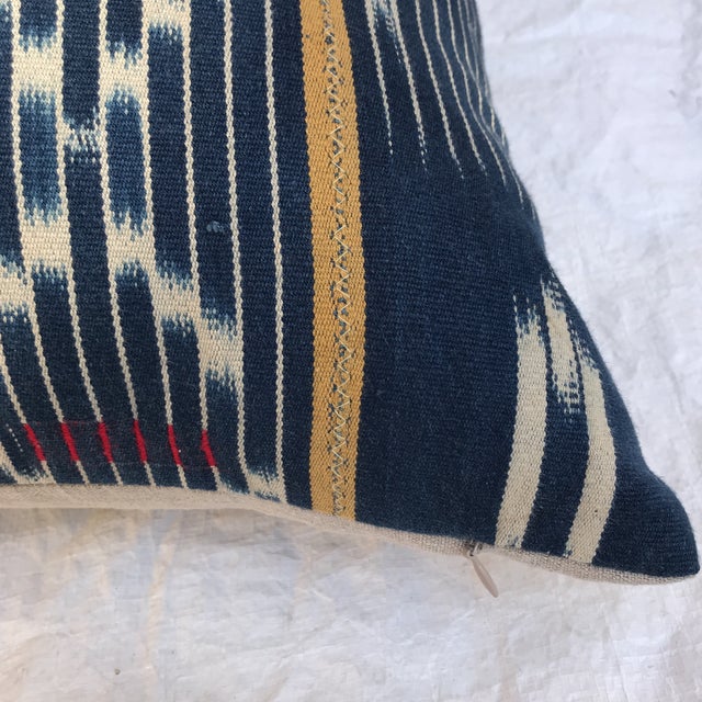 African Handwoven Indigo Striped Ikat Fringed Pillows Pair Chairish