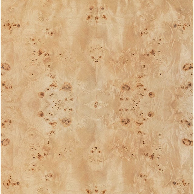 Matthew Izzo Home Jordan Light Burlwood Two Tier, Six Drawer Console Table With Glass Top and Polished Brass Knobs For Sale In New York - Image 6 of 8