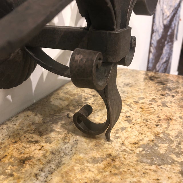 Metal 1990s Italian Three Light Wrought Iron Sconce For Sale - Image 7 of 11