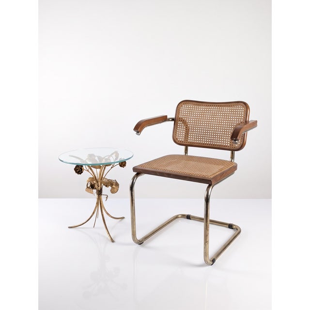 Mid-Century Modern Mid-Century Modern Gilt Metal Floral Rose Side Table, 1970s For Sale - Image 3 of 18