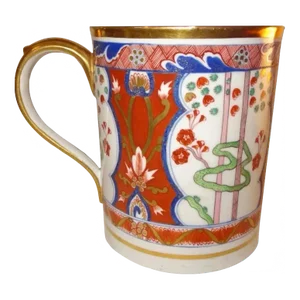 1810 English Coalport Porcelain Porter's Tankard Mug in the Dollar Imari Pattern