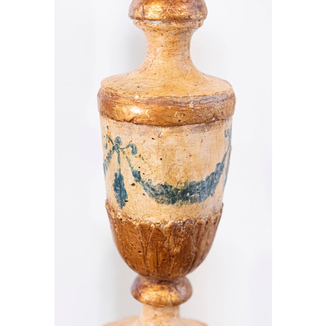 18th Century Neoclassical Painted and Gilded Candlesticks with Hoof Feet - a Pair For Sale - Image 4 of 8