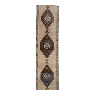1970s Vintage Handmade Wool Cotton Turkish Beige Area Rug For Sale