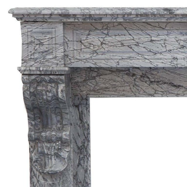 19th Century Italian Louis Philippe Bardiglio Marble Fireplace Mantel For Sale - Image 4 of 6