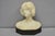 Antique Neoclassical Carved White Marble 9" Bust of Woman's Head on Marble Base For Sale - Image 16 of 16