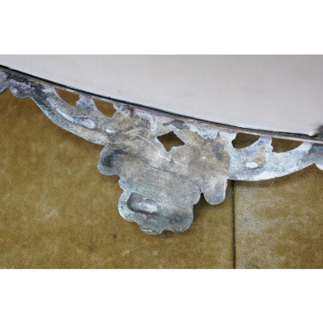 Antique Art Nouveau Round Acanthus Plateau Mirror Dresser Bar Vanity Tray 13" For Sale - Image 9 of 11