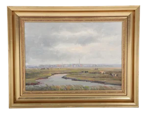 Sergius Frost, City of Tarm, Denmark, 1950s, Oil on Canvas, Framed