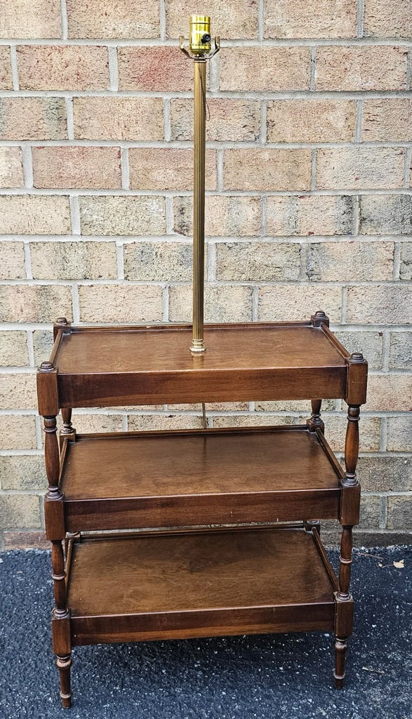 Frederick Cooper Three-Tier Walnut Side Table Floor Lamp | Chairish