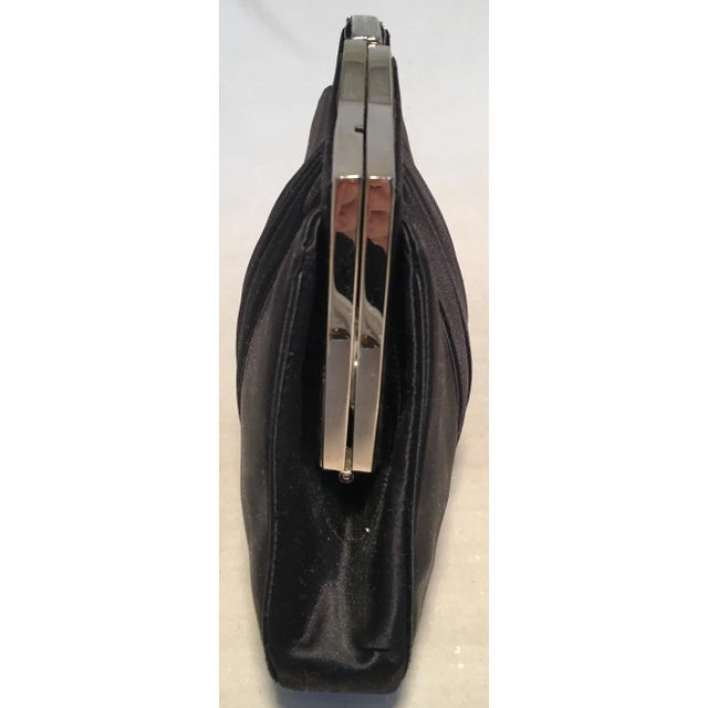 Contemporary Judith Leiber Vintage Black Pleated Silk Clutch For Sale - Image 3 of 8