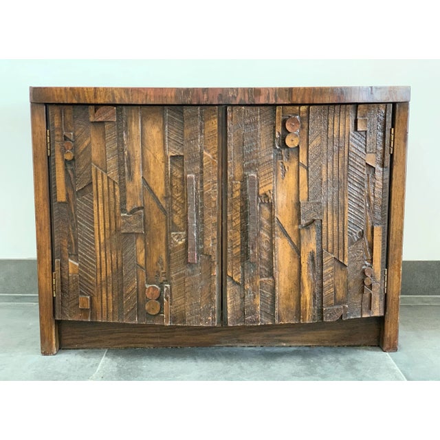 Mid 20th Century Vintage Brutalist Lane Pueblo Line Nightstand Cabinet For Sale - Image 5 of 7