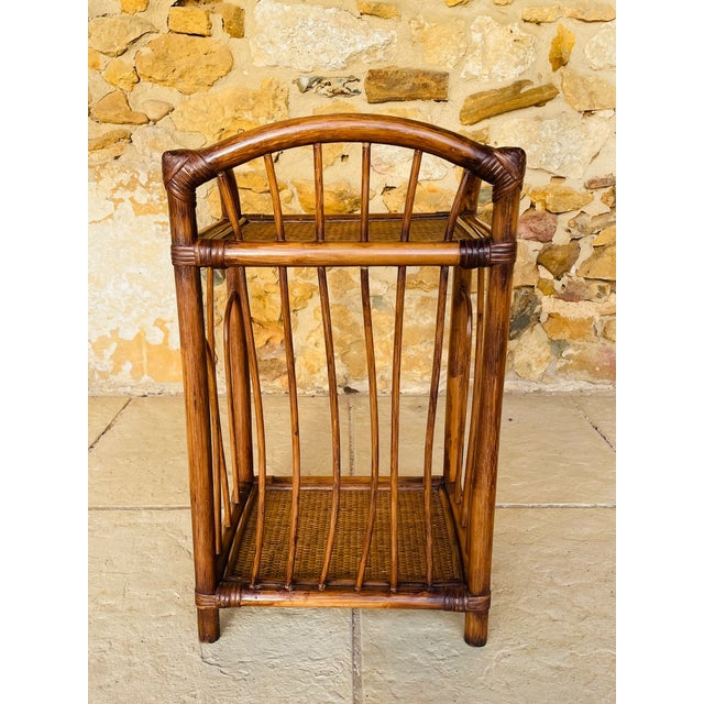 Mid-Century Modern Two-Tiered Bamboo and Wicker Nightstand, 1970s For Sale - Image 14 of 16