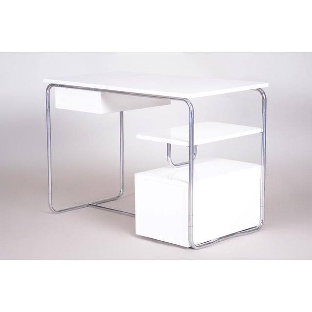 Bauhaus Writing Desk in Chromed Steel and Lacquered Wood, Germany, 1930s For Sale - Image 10 of 14