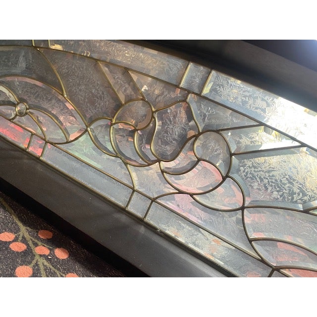 Architectural Salvage. Antique leaded glass entryway Door Topper. Salvaged from a Historic Home on the water in the Hudson...