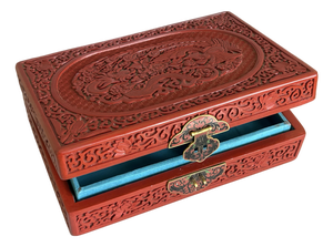 Mid 20th Century Chinese Export Cinnabar Lacquer Jewelry Box