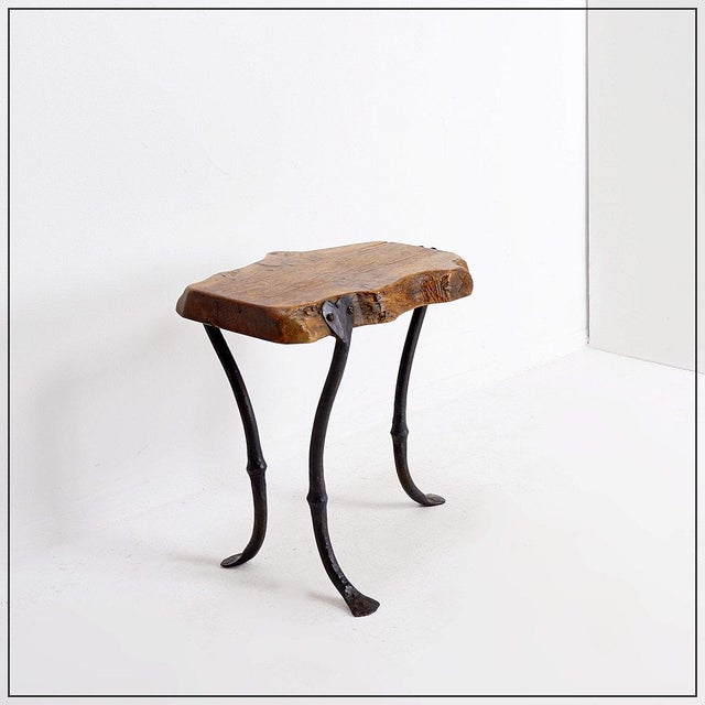 Tripod Side Table in Wood and Wrought Iron, 1960s For Sale - Image 12 of 12