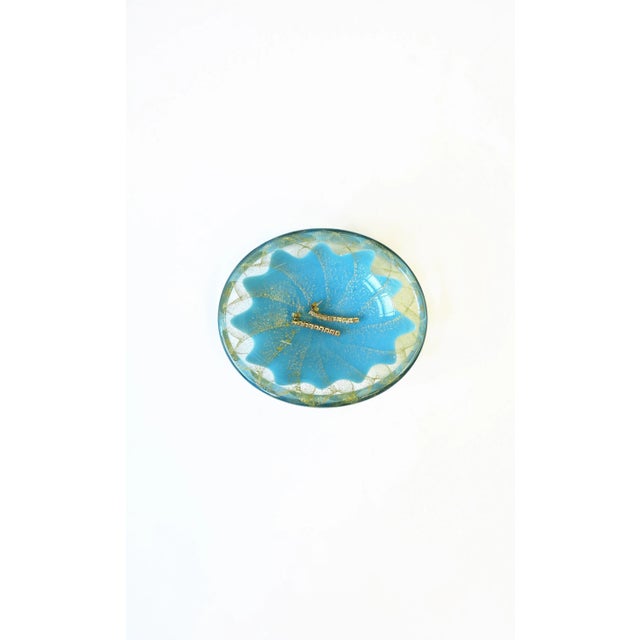 Mid 20th Century Italian Murano Blue and Gold Art Glass Bowl For Sale - Image 5 of 13