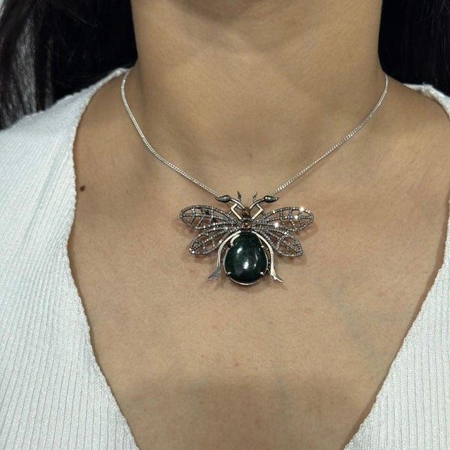 Exquisite 15.35 Carat Emerald, Citrine and Diamond Beetle Brooch Pendant For Sale - Image 10 of 14