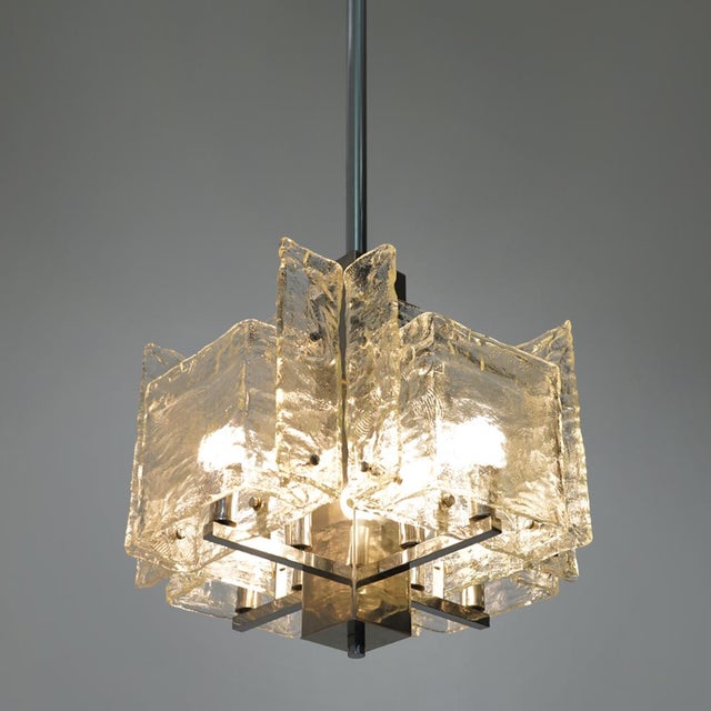Metal Vintage Chandelier in Chromed Metal and Glass, 1970s For Sale - Image 7 of 16