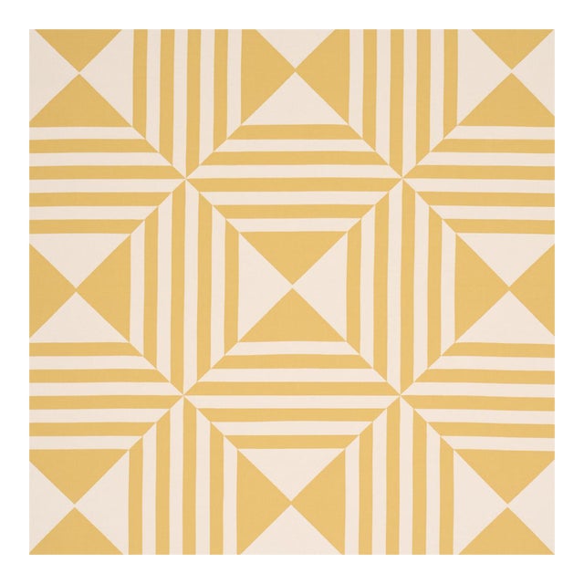 Sample - Schumacher Square In A Square Fabric in Yellow For Sale