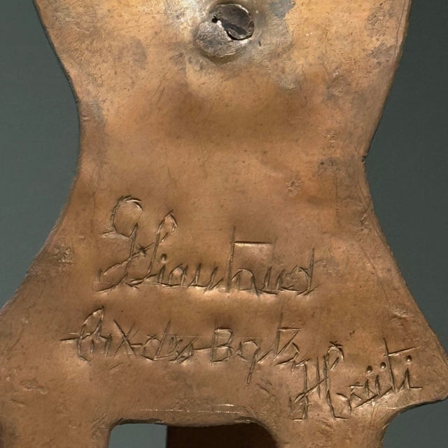 Georges Liautaud (Haitian 1899-1991) Vintage Folk Art Vendor Woman Copper Sculpture, Signed For Sale - Image 4 of 8