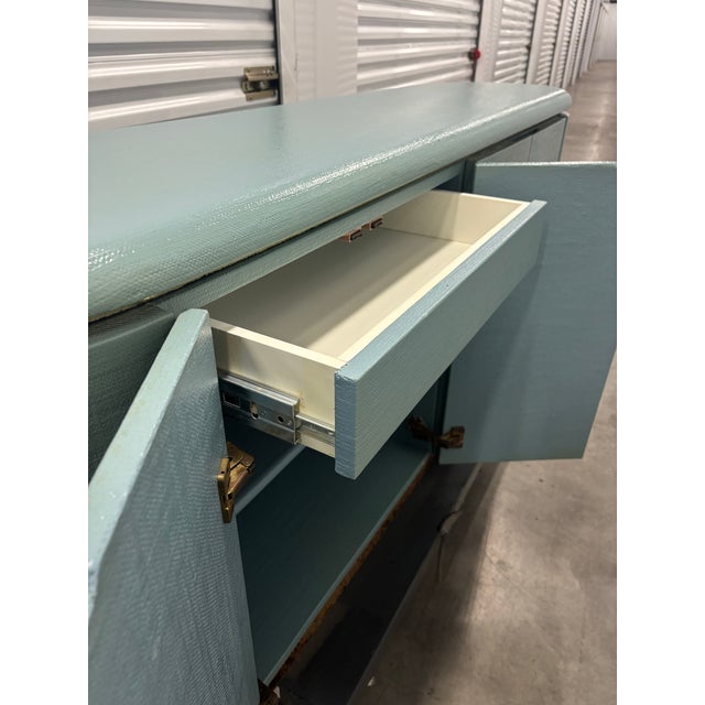 Faux Grasscloth “Pill” Credenza by Mastercraft For Sale - Image 9 of 12