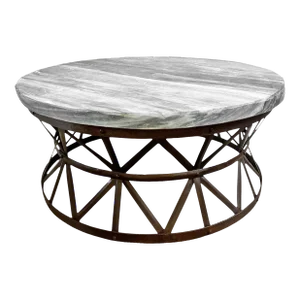 Grey Marble X Iron Base Vintage Coffee Table