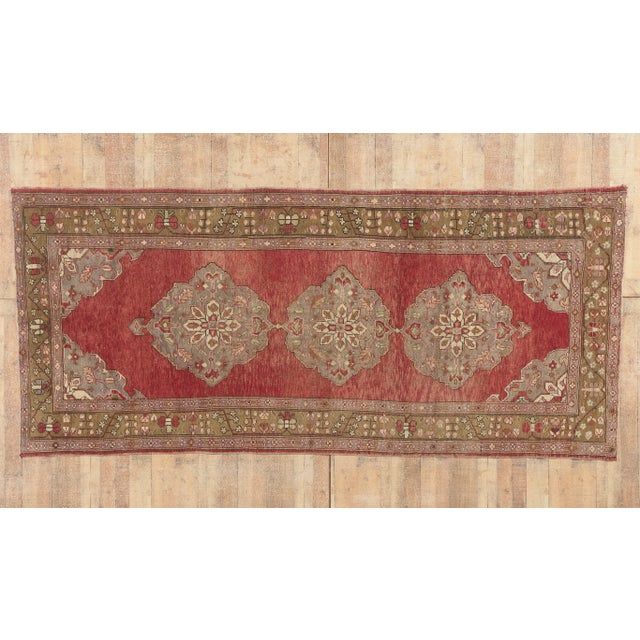 Red Vintage Turkish Oushak Rug - 05'01 X 11'04 For Sale - Image 8 of 11