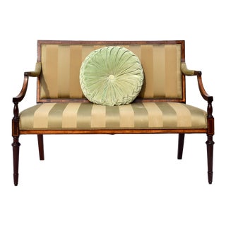 Edwardian Mahogany & Satinwood Settee For Sale