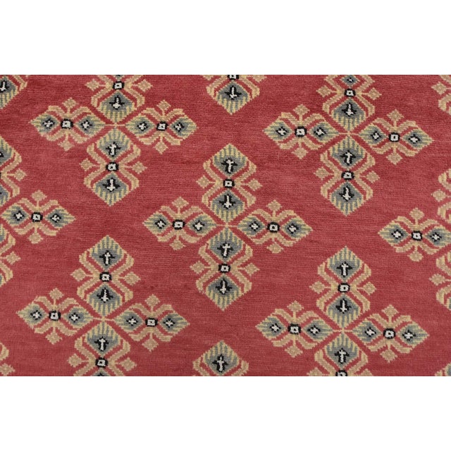 Bokhara Jaldar Rug 8’1” X 10’1” Pink Wool Tribal Hand-Knotted Oriental Carpet For Sale - Image 4 of 14