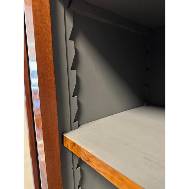 Tan Large Open Bookcase in Walnut For Sale - Image 8 of 12