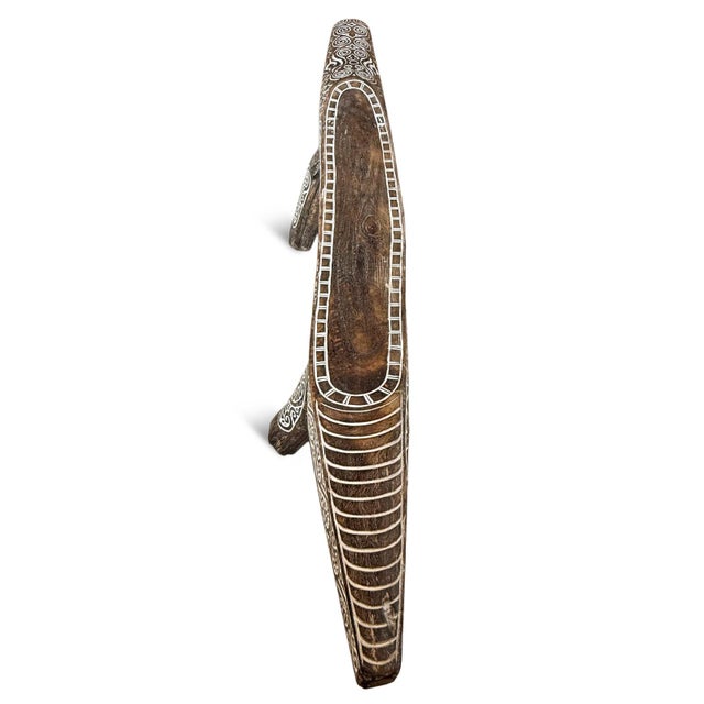 Tribal Wood Carved Crocodile Log Bench For Sale - Image 3 of 6