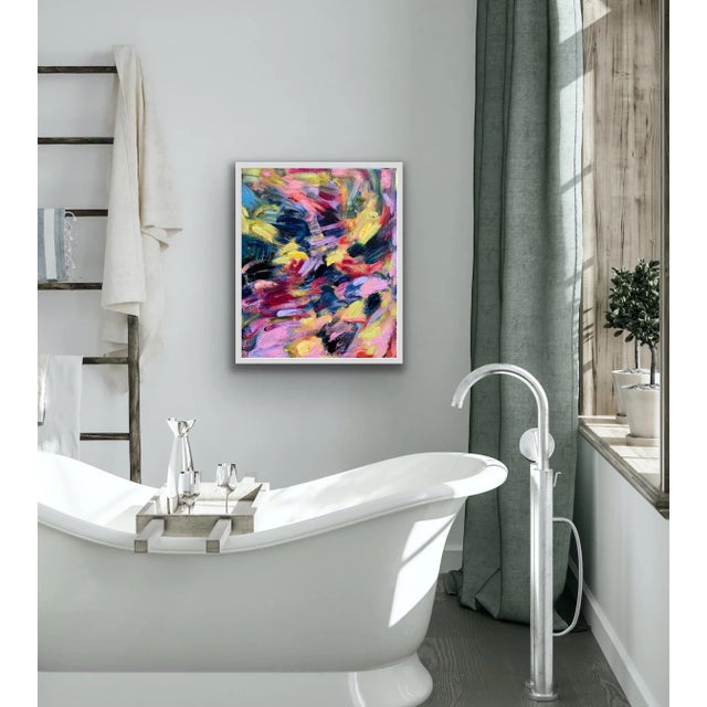 Pink "Where We Are" Contemporary Abstract Expressionist Oil Painting by Monica Shulman For Sale - Image 8 of 8