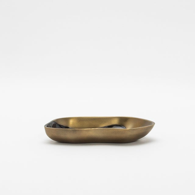 Bowl in Bronze Patina Brass With Black Shell Details by Kifu Paris