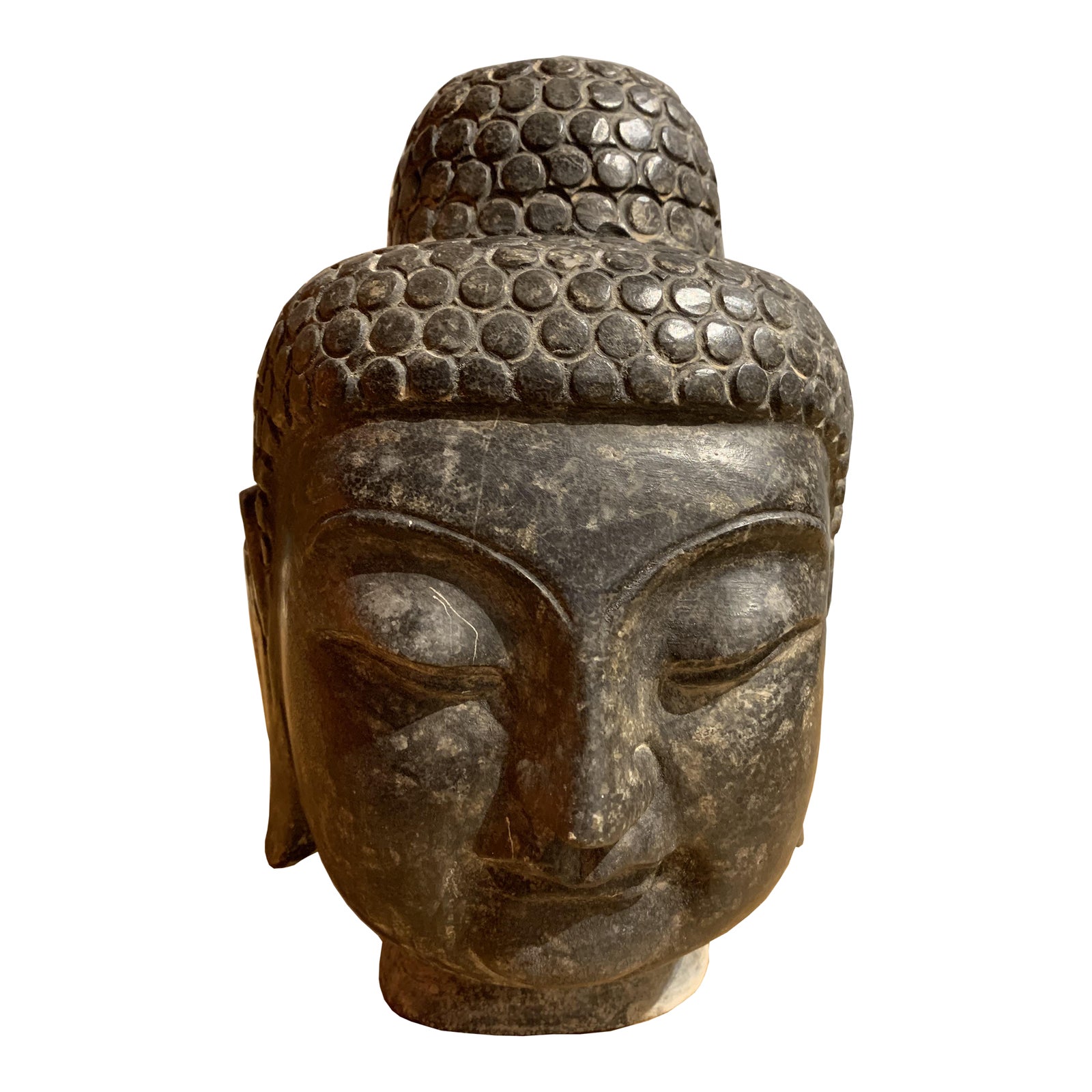 Asian Black Stone Buddha Head Chairish