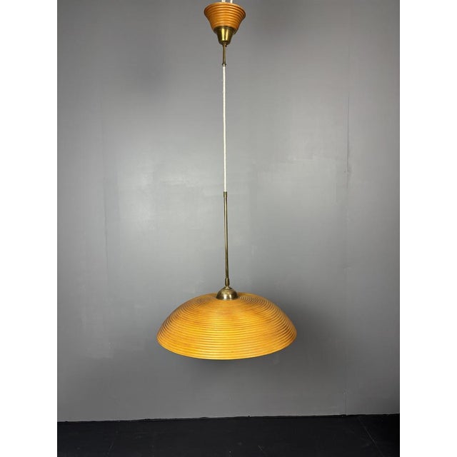 Mid-Century Modern Rattan Bamboo Pendant Lamps, 1970s, Set of 3 For Sale - Image 9 of 16